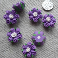 Polymer Clay ~ Medium Purple  flowers