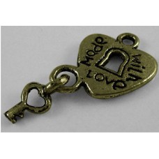 Antique Bronze Charm ~ Made with love lock