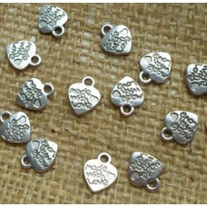 Antique Silver Charms ~ Made with love Heart
