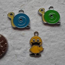 Enamelled Charms ~ 3 Assorted 