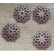 Red Copper Charms ~ Large Flower