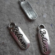 Antique Silver Charm ~ Believe Tag