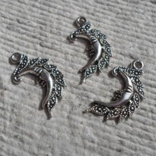 Antique Silver Charms ~ Man in the Moon