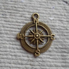 Antique Bronze Charm ~ Compass