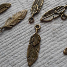 Antique Bronze Charm ~ Feather