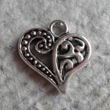 Antique Silver Charms ~ Filigree Heart
