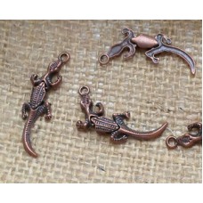 Red Copper Charms ~  Gecko