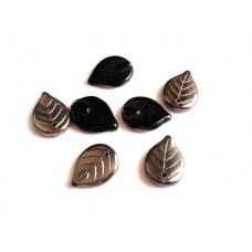 Czech Glass ~ Black Leaves