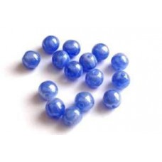 Czech Glass ~ Blue Lustred Round Beads
