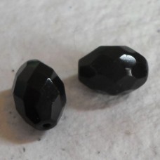 Czech Glass ~ Faceted Black Oval