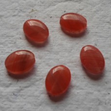 Czech Glass ~ Reddy Orange Oval