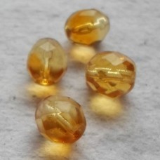 Czech Glass ~ Faceted Two Shaded Amber