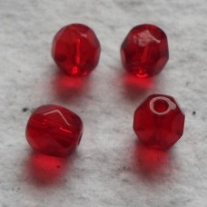 Czech Glass ~ 6mm Faceted Cherry Lips Red