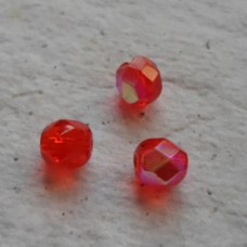 Czech Glass ~ 6mm Faceted AB Red