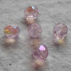 Czech Glass ~ Faceted 6mm Pink AB