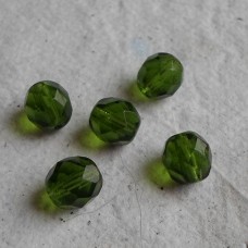 Czech Glass ~ Faceted Dark Olive