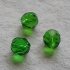 Czech Glass ~  8mm Faceted Emerald Green