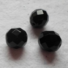 Czech Glass ~ Faceted Black Round