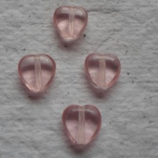 Czech Glass ~ Teeny  Transparent Pink Hearts