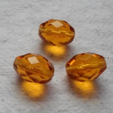Czech Glass ~ Faceted Oval Amber