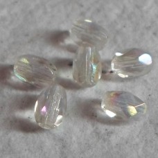 Czech Glass Faceted Oval Clear Ab