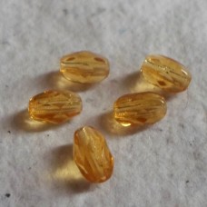 Czech Glass ~ Faceted Amber Oval