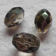 Czech Glass ~ Faceted Two Toned Oval