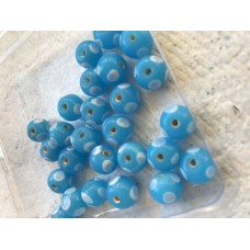 Glass ~ blue round spotty beads