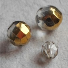 Glass ~ Faceted ~Two Tone Gold and Clear