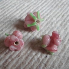 Glass bead ~ 10mm Pink Rose Shaped  