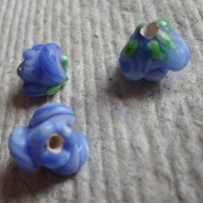 Glass bead ~ 10mm Blue Rose Shaped  