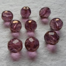 Czech Glass ~  Round Purple and Gold