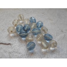 Blue and Clear Faceed Glass Beads