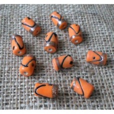 Handmade Indian Glass bead ~ Orange Tube