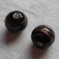 Handmade Indian Glass bead ~ Black and Gold