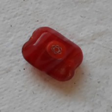 Handmade Indian Glass bead ~ Red with milk swirls & star 