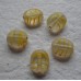 Handmade Indian Glass bead ~ Clear with Yellow Stripe 