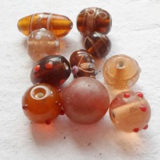 Indian Glass Beads ~ Assorted Amber Pack