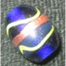 Handmade Indian Glass bead ~ Blue and Yellow Barrel