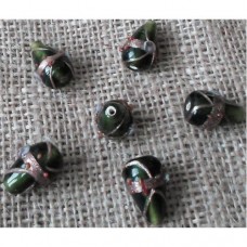 Handmade Indian Glass bead ~ Emerald Green Drop