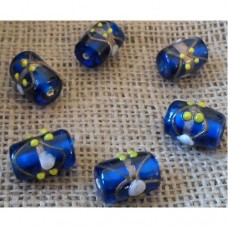 Handmade Indian Glass bead ~ Venetian  Blue Tube
