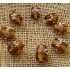 Handmade Indian Glass bead ~ Venetian  Amber Tube