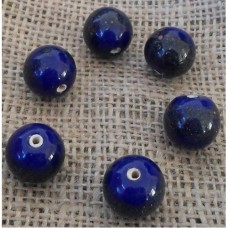 Handmade Indian bead ~ 16mm Blue Round