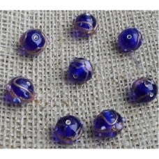 Handmade Indian Glass bead ~ Venetian  Blue Round