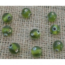 Handmade Indian Glass bead ~ Green Eye 