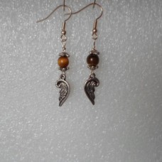 Earrings ~ 6mm Semi precious and Angel Wings