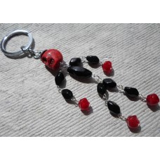 Handbag Charm ~ Red Dancing Skeleton