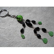 Handbag Charm ~ Dancing Skeleton in Green and Black