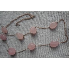 Necklace ~ Long ~Rose Quartz and Sterling