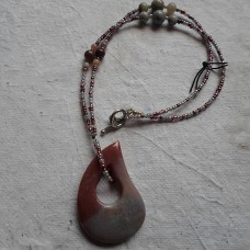 Necklace ~  Indian Agate Tear Drop